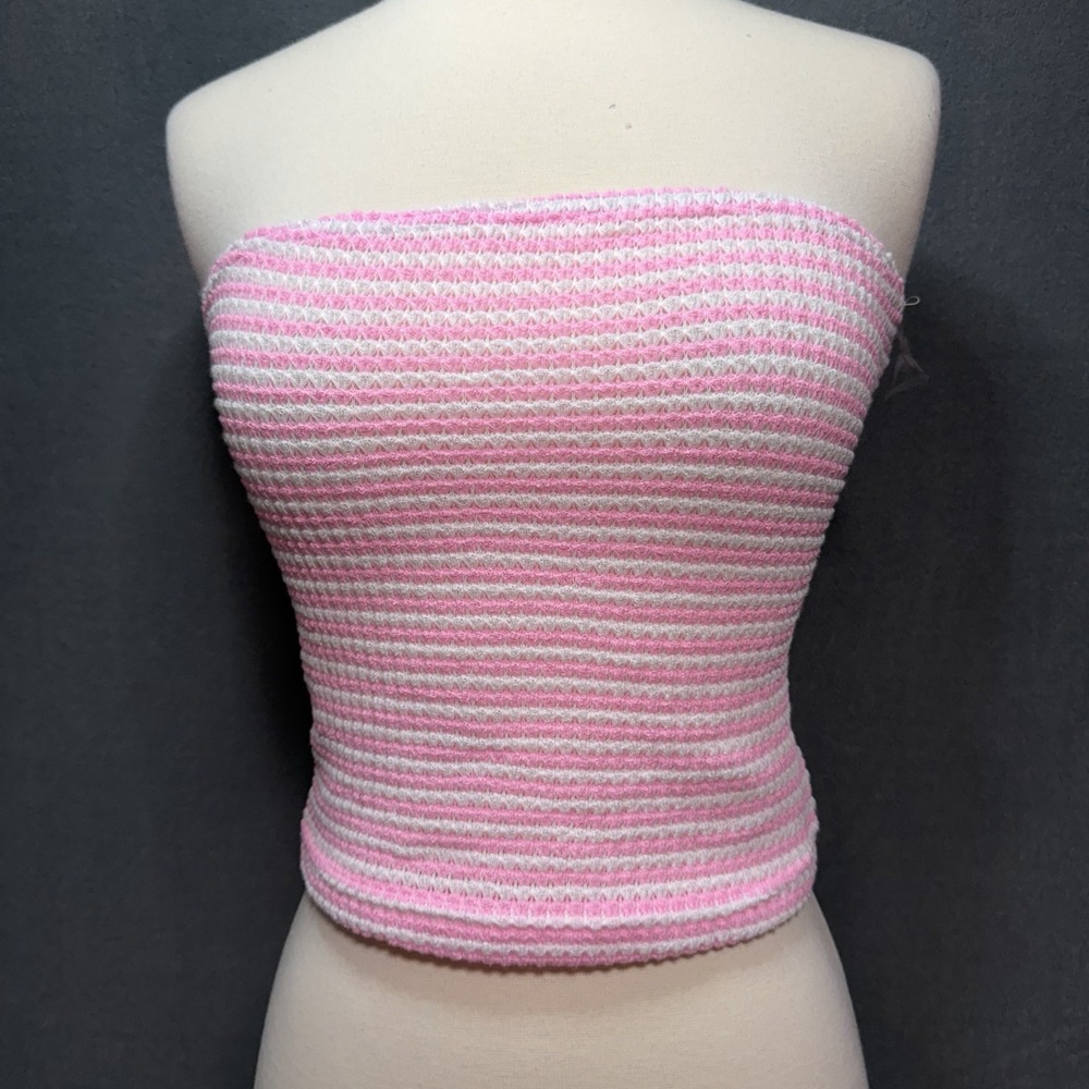 Shein Women's Pink/White Knit Cropped Tube Top Sz XS NWOT‎